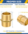 1 Inch NPT Male Hex Nipple Adapter Equal 1 Inch Hex Connector For Copper Brass Or Iron Pipe Fittings, proper size diagram