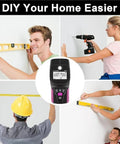 Image of the Stud Finder Wall Scanner - Multifunctional Metal and Pipe Detector displayed during DIY projects with men and women.