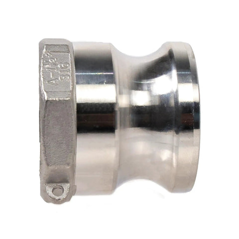 Two Pack Heavy Duty 1 5 Inch Camlock Fittings Solid 316 Stainless Steel Quick Connect Hose Couplers Top view of connector.