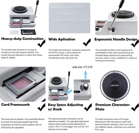 Hassle Free Manual Pvc Card Embossing Machine For Id And Member Cards, ergonomic handle and heavy-duty construction.