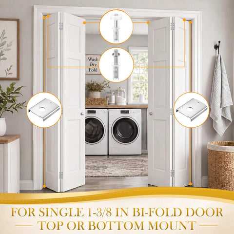 Easy Install 4 Pack Bifold Door Repair Kit With Metal Brackets And Pivot Accessories for 1-3/8 Inch Wood Doors in laundry room