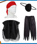 Epic 12 Foot Skeleton Pirate Costume Set with giant outfit accessories including hat, eye patch, jacket, and shorts for Halloween display.