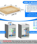 Heavy Duty Soft Close Pull Out Drawers for Cabinets 23 Inch Wide dimensions illustration for fitting guide, 21-inch width, 3-inch height.