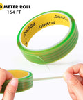 FOSHIO knife-less finish line vinyl wrap cutting tape roll, 50 m, neon green with yellow core, includes felt squeegee