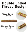 12 Pack M8x50mm Double Ended Hanger Bolts Rock Solid Hold Wood To Metal Connectors Heavy Duty Self Tapping Dowel Screws close-up of thread design