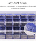 Clear Storage Organizer Box With Dividers And Labels For Craft Supplies Hardware Beads Nuts And Bolts Compact Durable Small Parts Container See Through Shell For Easy Visibility And Quick Access Grab And Go. Stack of blue clear plastic drawers with anti-drop design