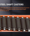 Close-up of steel shaft casters with alloy steel rollers designed for durable load-bearing applications.