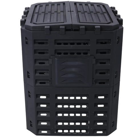 Large 90 Gallon Outdoor Compost Bin For Fast Fertile Soil Creation With Four Sided Ventilation Top Lid And Bottom Door BPA Free Material