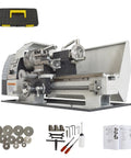 Jaryannix 8X16 Benchtop Mini Metal Lathe With Variable Speed Control And Digital Display, tools and accessories included.