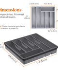 Dimensions of Silverware Organizer With Lid for Drawer and Countertop, Dust-Proof Covered Utensil Tray, showing 12.6 x 11.8 inches