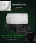 Heavy Duty 2 Pin Hvac Heater Blower Motor Assembly Drops Right In For Toyota Corolla Rav4 Matrix Scion Xb Tc Pontiac Vibe showing a fan and OEM electrical connector.