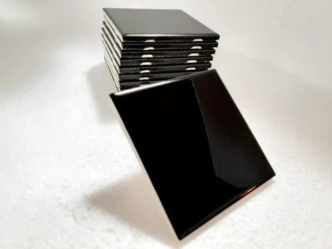 Black Ceramic Tile 4 Inch By 4.25 Inch Shower Backsplash For Bathroom And Kitchen Gloss Finish Dope Vintage Modern Subway Square