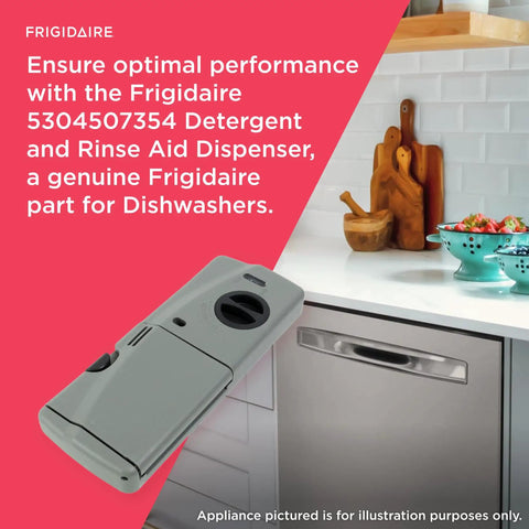Detergent And Rinse Aid Dispenser For Dishwashers Gray Replacement Part on kitchen counter near dishwasher