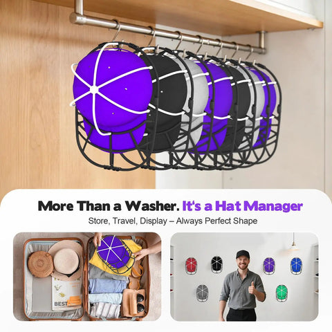Hat Washer Cage For Washing Machines And Dishwashers, Baseball Cap Cleaner Rack in hanging position