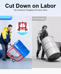 Heavy Duty Drum Cradle For 55 Gallon Oil Barrels Supports Up To 600 LBS with 4 wheels for easy transport in warehouse.