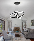 Modern Dimmable LED Chandelier With Dope 3 Ring Adjustable Pendant Lights For Living Room, Bedroom, And Dining Room - Remote Control, Contemporary Hanging Ceiling Fixture In Black, Aluminum And Acrylic, Height Adjustable DIY Design in elegant living room.