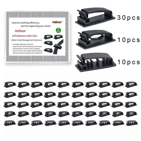 Self Adhesive Cable Clips 50 Pack Cord Organizer Wire Clips For Desk Wall TV Under Desk PC Home Office Car Snap Lock Cable Management Easy Mount