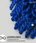 Close-up of blue looped microfiber fibers from Top Shelf Microfiber Dust Mop Head Replacement For Standard 36 Inch Frames.