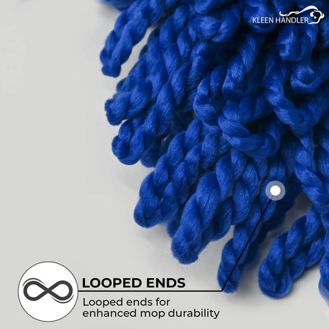 Close-up of blue looped microfiber fibers from Top Shelf Microfiber Dust Mop Head Replacement For Standard 36 Inch Frames.