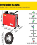 Heavy Duty Handheld Electric Drain Auger Kicks Serious Sink And Toilet Plug Ups Fast With Six Swappable Cutters To Bust Through Nasty Pipe Clogs Effortlessly Today, 15in size with red housing and steel core cable.