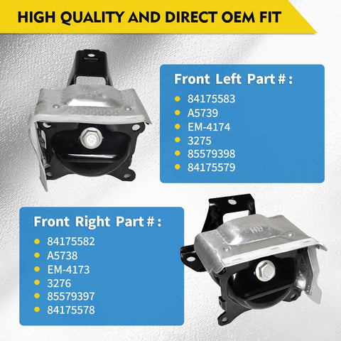 Front Left And Right Engine Mount Set For 2014 2018 Chevrolet Silverado 1500 And GMC Sierra 1500, 2015 2020 Tahoe Sub...