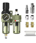 Air Regulator With Gauge And Water Separator For One Half Inch NPT Air Line, Pro Grade Pneumatic Filter With Oil Trap And Accessories