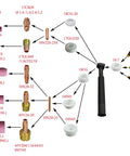 Diagram showing TIG Gas Lens Alumina Ceramic Cup 53N88 10 Large Diameter with various welding torch components.