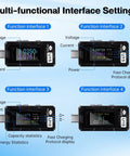 USB C Power Meter Tester with Color Screen showing real-time voltage and current readouts 4 to 25V 5A monitor for PD3 QC3
