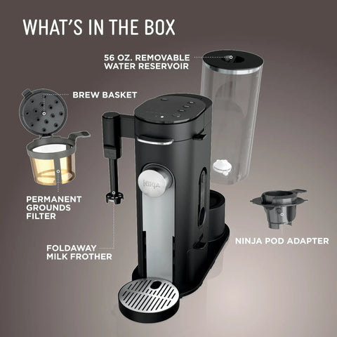 Single Serve Coffee Maker With Pods Or Grounds, 4 Brew Styles Classic Rich Over Ice Specialty, Up To 24 Oz Cup Sizes, 56 Oz Removable Reservoir, Black, Easy To Use And Compact For Quick Mornings K Cup Compatible