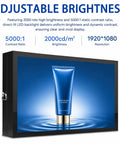 Commercial Outdoor Wall Mount Digital Display Screen 21 Inch IP65 Waterproof Advertising Signage With Security Lock showing a blue moisturizing cleanser.