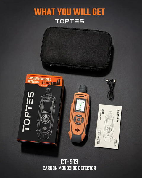 Rechargeable Portable Carbon Monoxide Detector with Upgraded Sensor, TFT Color Display, Triple Alarms, 0-1000 PPM Range, Real-Time Readings