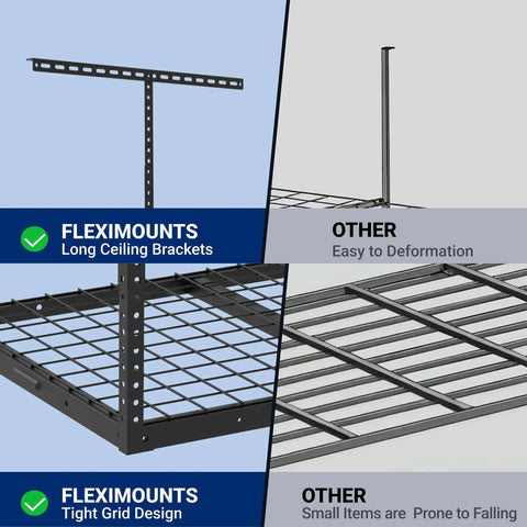 Heavy Duty Overhead Garage Storage Rack Free Up Floor Space With This Bad Boy Steel Ceiling Mount Perfect For Holding All Your Bulky Tools Bike Parts And Gear Without The Stress Or Sagging In Sleek Black Finish
