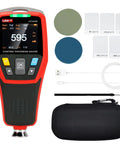 Coating Thickness Gauge For Automotive Paint And Bodywork, 0.1um Resolution, Car Coating Tester For Ferrous And Non Ferrous Metals, Automatic Detection With 3 Color LED Alarm And Audio Alert, Auto Off, Perfect Tool For Used Car Buyers, handheld gauge with case and test plates
