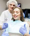 Pro Grade Dental Occlusal Photographic Mirror System With Four Rhodium Intraoral Reflective Mirrors, Anti Fog Fan, LED Lighting Handle, Plated Glass Reflectors, And Comprehensive Oral Inspection Kit in use
