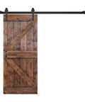 Dark Walnut Solid Wood Sliding Barn Door 36x84 Inches With Hardware Kit, DIY Assembly Required, Space Saving Interior Door