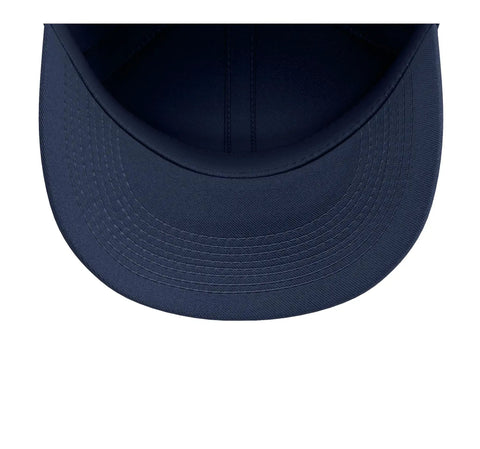 Top view of Navy Blue Adjustable Printed Five Panel Baseball Hat For Warehouse Workers, Pallet Crew, One Size Fits Most, Durable Structured Cap