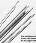 Close-up of 80 Pieces 1mm By 300mm 304 Stainless Steel Round Rods For DIYers And Lathe Pros, smooth surface, rust resistant.