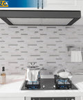Peel And Stick Stone And Metal Tile Backsplash For Kitchen Bathroom And Fireplace 10 Sheets In Bright Carla White No Grout Needed Easy Diy Renovation With Real Look on kitchen wall behind stove.