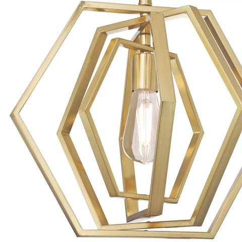 Champagne Brass Finish One Light Indoor Pendant Light For Living Room, Sloped Ceiling Compatible, Includes Two 9 1/2 Inch Rods