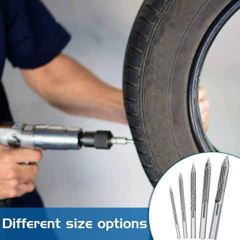 Go-To Durable Multi Size Tire Reamer Drill Bit Set 3Mm 4.5Mm 6Mm 8Mm 10Mm Carbide Burr Patch Cutters For Tire Repair Tools