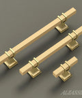 Ten Pack Gold Cabinet Pulls With Six And One Quarter Inch Hole Centers And Eight Inch Overall Length Square Cabinet Handles