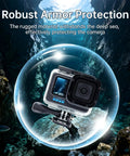 Underwater GoPro Housing For Hero 9 10 11 12 13 Black Beefed Up Waterproof Case displayed underwater in protective bubble.