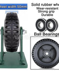 Badass Heavy Duty Industrial Caster Set Of Four Swivel Wheels With Parking Brakes slick rubber tread and steel plate mount.