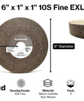 Real Deal No Drag Heavy Duty Deburring And Polishing Wheel 6 Inch Diameter 1 Inch Wide With 1 Inch Arbor Fine 10S Grit displayed.