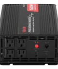 1500W Pure Sine Wave Power Inverter Transforms 12V Dc Into 120V Ac For Rv Trucks With Remote Control side view with charging ports.