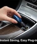 Hand plugging in Fuel Sync Gas Saver Device 2026 2 Pack Plug In Auto Fuel Saver For Gasoline, Diesel, Water And Lubricants into car.