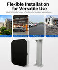 Heavy Duty Weatherproof Ev Charger Storage Box With Combination Lock Galvanized Steel in various installation settings for outdoor use.