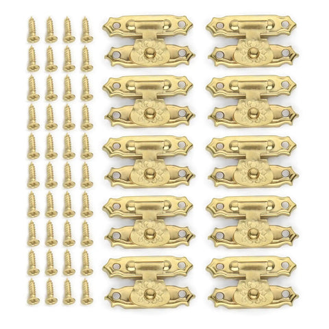Heavy Duty Metal Jewelry Box Latch Clasp With Retro Floral Duckbilled Toggle Hasps Perfect For Wooden Cabinet Furniture Repair Restoration And Upgrades That Stick Tight And Look Super Cool. Set of brass floral latches with screws
