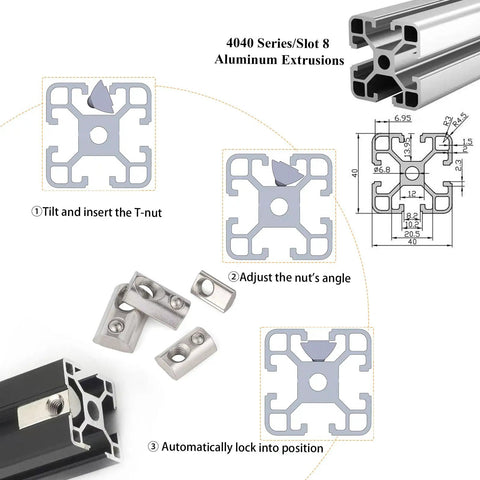 Set Of Fifteen Five Sixteenth Inch Eighteen Thread T Nuts Spring Loaded With Ball Bearings In Silver Zinc Plated Carbon Steel For 4040 Aluminum Extrusions