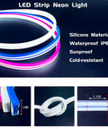 Pink 12V Waterproof LED Silicone Neon Light Strip Rope Light 16.4 Ft 5m Cuttable for Indoor Outdoor Use with Power Adapter Included